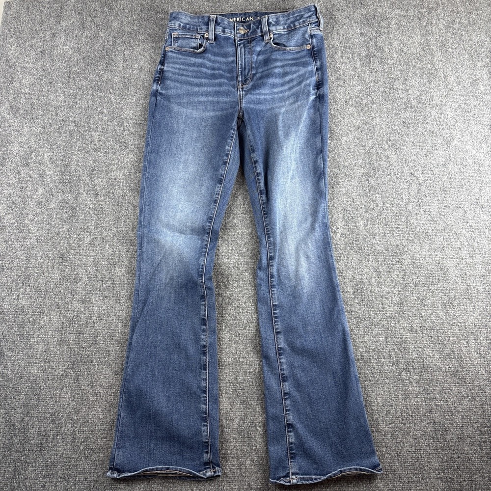 American Eagle Next Level Stretch Real Good Flare Jeans Medium Wash 10 Regular